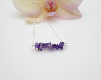 Amethyst Necklace/ Amethyst Bar Necklace/ Bar Necklace/ Gemstone Necklace/ Healing/February Birthstone/Free Shipping