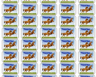 50 Horse Thank You! Envelope Seals / Labels / Stickers, 1" by 1.5"