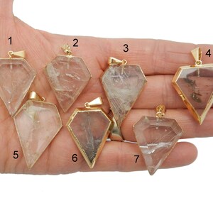 Quartz Shield Pendant with Electroplated 24k Gold Edge - Interesting Inclusions - YoU ChOOse (Lot G-1278)