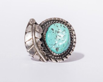 Vintage Southwest Native American Turquoise & Sterling silver Ring Size 8