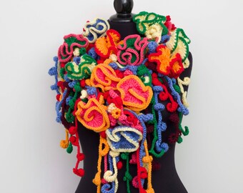 Crochet scarf festival scarf,carnival scarf ,multicolor scarf ,gipsy scarf , long scarf ,woman scarf,gift,colorful scarf