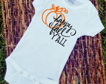 Happy Fall Y'all/Onesie/Custom/Personalized/Gift/Holiday