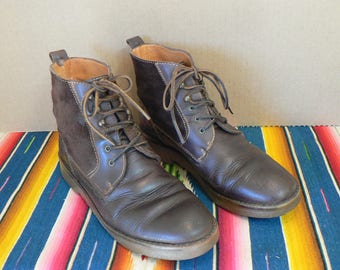 Brown leather ankle boots, size 7 1/2 Chukka boots, Women's size 7 1/2 ankle boots, Lace up ankle boots, grunge boots