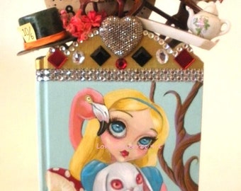 Alice In Wonderland Book Art!! Charming OOAK Artwork by Lori Gutierrez!!