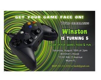 Xbox game Boys birthday party invitation - Printable or Printed