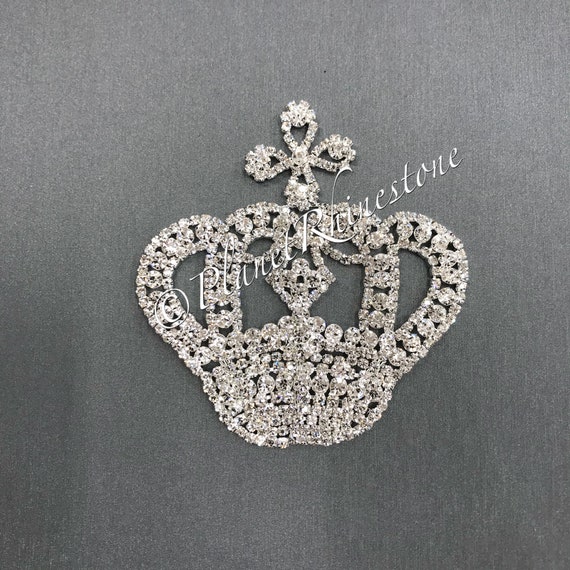 Silver Medium Rhinestone Crown Applique #AS-04