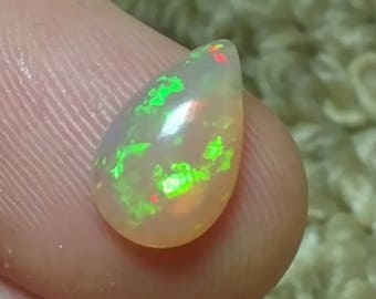 Ethiopian Opal / 1.82 ct / natural opal / welo opal / loose opal / opal cabochon / crystal opal / caramel opal / opal / pear opal