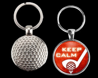 Your choice, golf key-chain - customizable sayings or photo - golf ball metal keychain - great gift for anyone