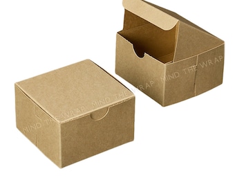 25 - Kraft Gift Boxes - 4 x 4 x 2.5 inches - Food Safe Packaging - Gifts Favors Cookies Candy Baked Goods