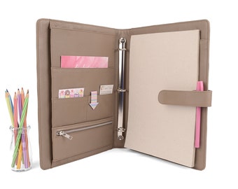 READY TO SHIP! Mocha Maison A4 Leather Ring Binder Planner / Organizer- 3 Ring. Personalized.