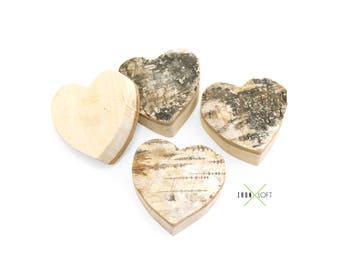 Bark Wood Hearts 4 Pack