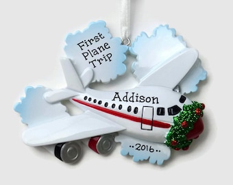 Airplane Personalized Ornament - Pilot - Vacation - Hand Personalized Christmas Ornament
