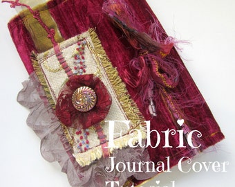 Fabric Journal Cover Tutorial - Craft Tutorial - PDF - Book Slip Cover Pattern
