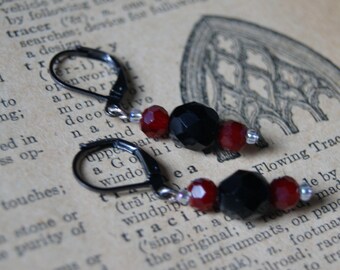 Black and Red Column Earrings