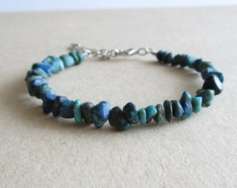 Chrysocolla gemstone chip beads beaded bracelet
