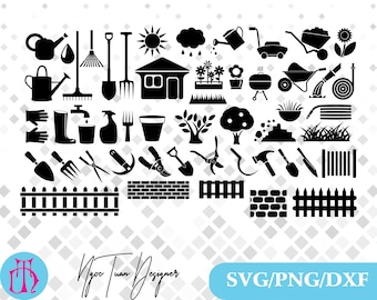 Gardening tools svg,png,dxf /Gardening tools clipart for Print,Design,Silhouette,Cricut and any more