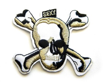 Skull and Crossbones Embroidered Patch Appliqué