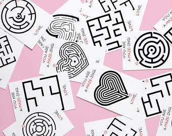 Printable Valentine - 32 different mazes - Kindergarten - school - Valentine - kids printable - valentine cards - Instant Download
