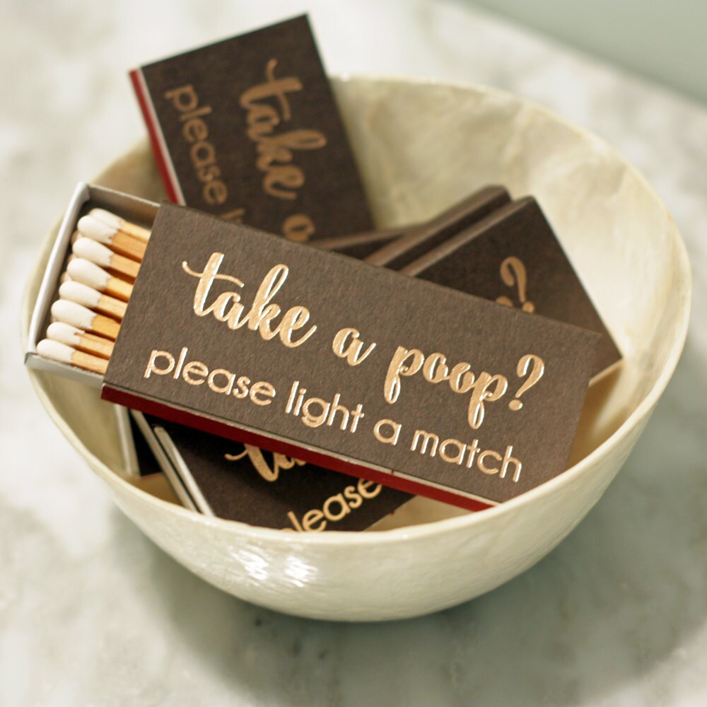Gold Foil Matches Take A Poop Bathroom Decor Copper Foil