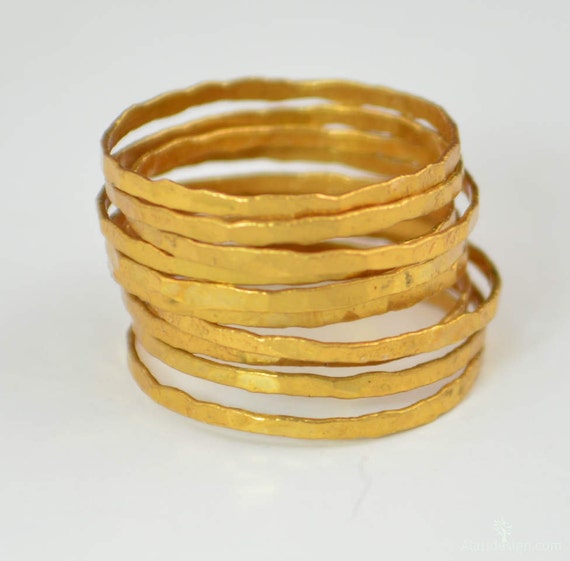 24k Gold Vermeil Stacking Rings Super Thin Gold Stack