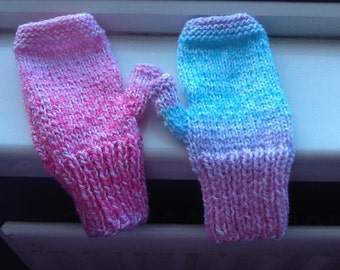 Mix and Match Gloves, Fingerless Gloves, Rainbow Gloves, Ribbed Knit Gloves, Multi Colour Gloves, Pink Gloves, Blue Gloves, Purple Gloves