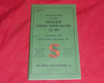 Singer Model 15 Sewing Machine Manual, 15-90, 1948