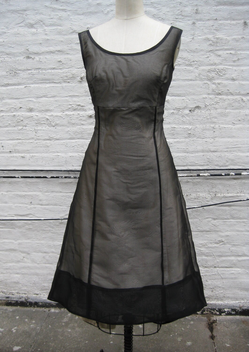 Black Organza Ballet Neckline Dress-Custom Made to Order