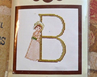 Vintage Kate Greenaway Letter B Embroidery Monogram Kit - Lanarte from Belgium