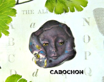Cabochon bead, flat bead, artisan handmade bead, ceramic focal cabochon bead, # 191