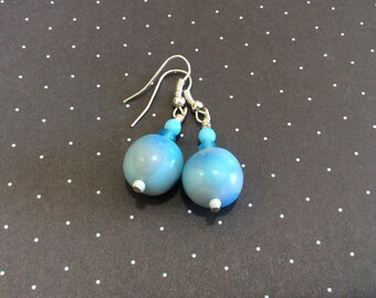 Blue Translucent Polymer Clay Earrings Handmade
