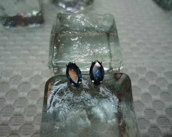 Marquise Cut London Blue Topaz Earrings in Sterling Silver #2214