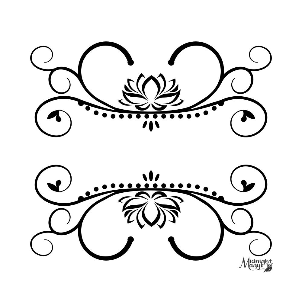 Lotus Swirl Monogram Border SVG