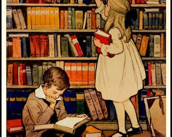 Art Print Books in the Home 1930 - Print