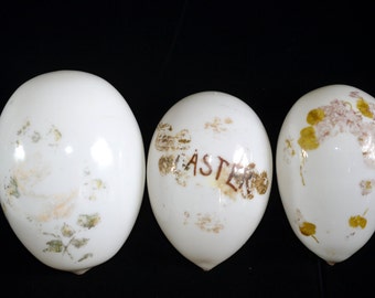 3 Lg. Victorian Easter Egg, milk glass egg, 6 in. Easter decoration decor Antique Egg, hand blown eggs #803
