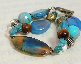 Blue Agate Two Strand Bracelet
