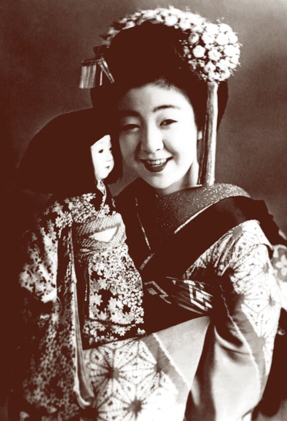 Japanese Geisha Vintage Photography Geisha And A Doll Fine