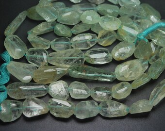 14 Inches Strand,Finest Quality Aquamarine Faceted Nuggets,20-10mm Large