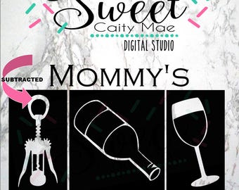 Mommy's Hand Spinner / Cut File / Wine Lover / Cork Screw / Cameo Projects / Cricut Projects / Silhouette Projects / SVG / T-Shirt design /