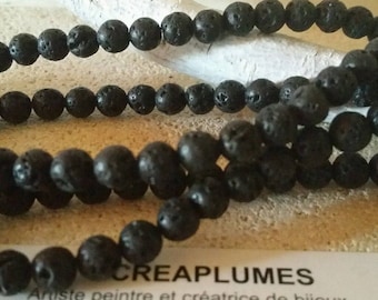 Set of 20 black 10mm natural lava stone beads