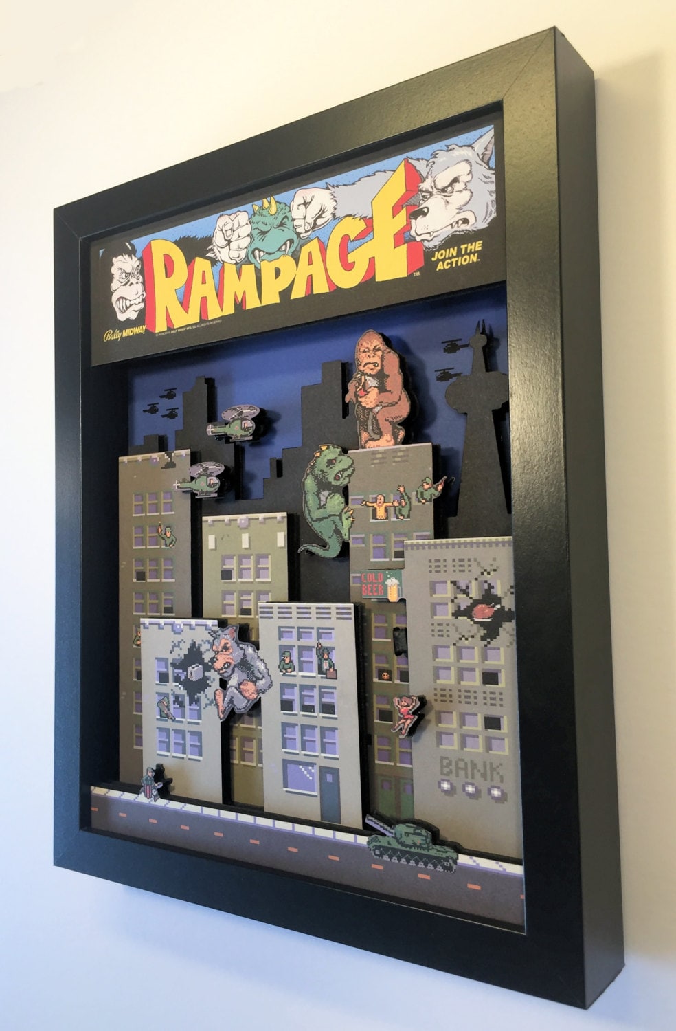 Rampage! Arcade Game 3D Shadow Box