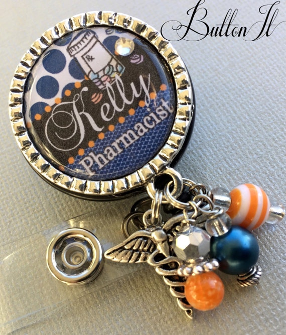 Pharmacist ID Badge Reel Pharmacy Technician Personalized