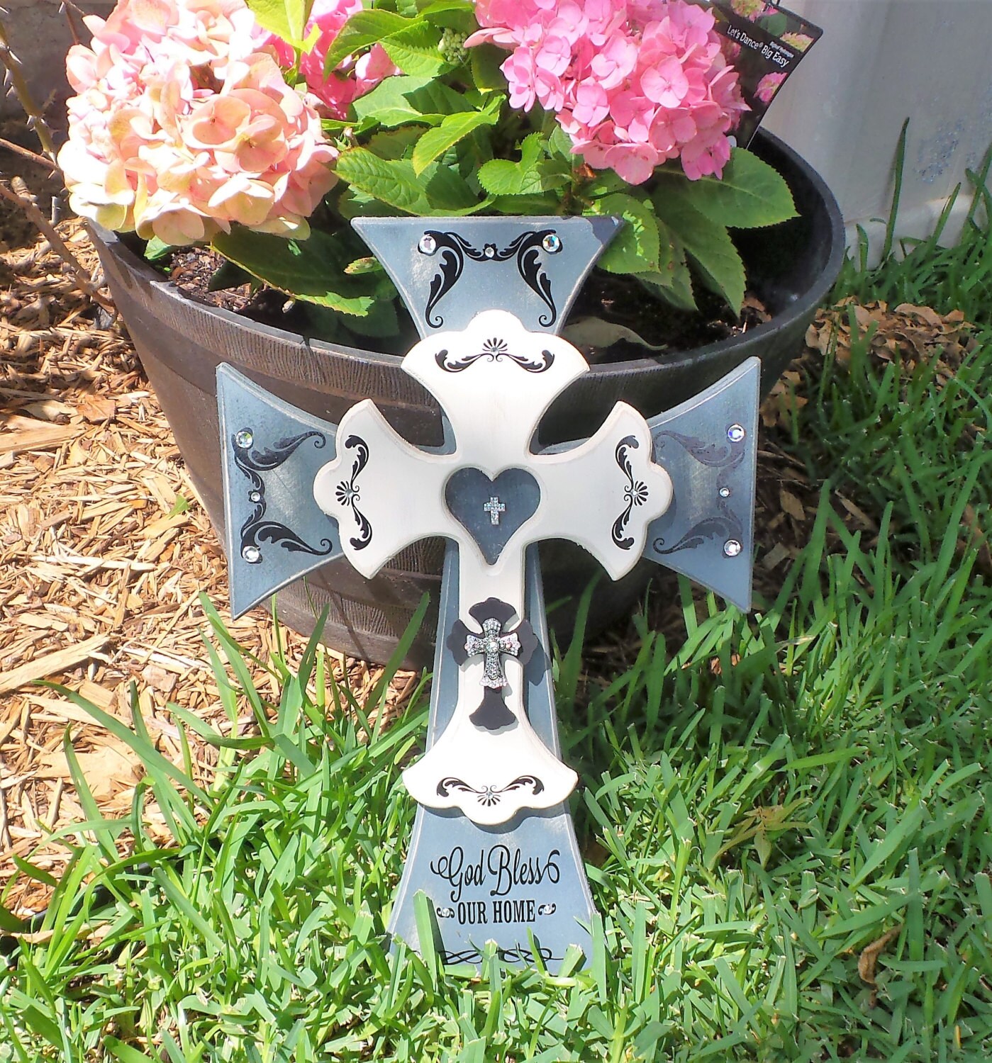 Cross Decor Double Wooden Grey Crosses With Description This Wooden Cross