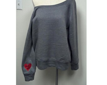 Off the Shoulder Custom Embroidery Sweater Top Wideneck