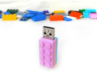 Lego usb flash drive 8GB USB - Memory Stick - Lego® original usb Brick - Lego® 2x4 Brick - Lego® usb Pink Turquoise -Duo Color bricks usb