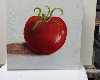 Red tomato painted on Canvas in acrylic . 27.00
