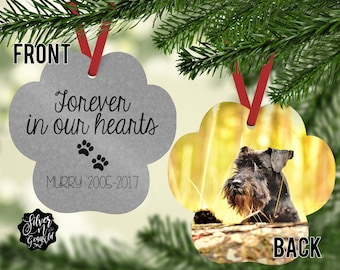 Pet Memorial Ornament, Pet Memorial, Ornament, Pet Christmas Ornament, Personalized Memorial Ornament, Forever in Our Hearts, Dog Ornament