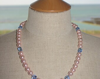 PINK PEARL NECKLACE ...With Swarovski Crystals