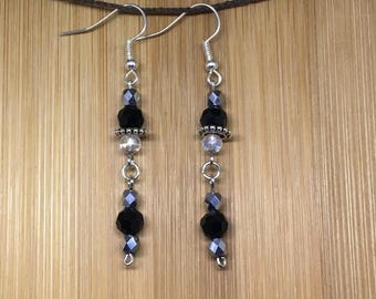 Petite Black and White Dangle Earrings