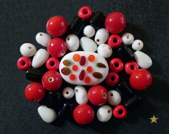 Silver handcrafted Indian, white, red, black with various shapes