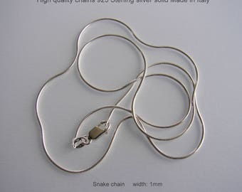 925 Sterling Silver Snake Chain. Made in Italy With Anti-Tarnish Necklace Snake Chains Length 16, 18, 20, 22, 24, 26, 28, 30"